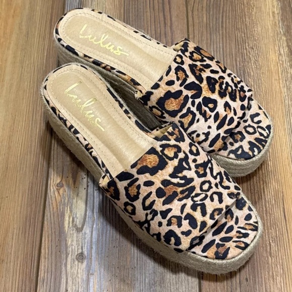 LULU’S Leopard Print Espadrille Platform Sandals Size 8 - Picture 1 of 13